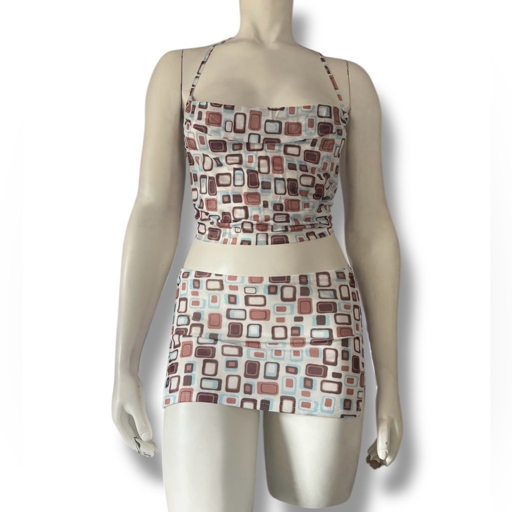 New Pink | NWOT’s DollsKill Retro Print Y2K Vintage Inspired Mini Skirt and Top